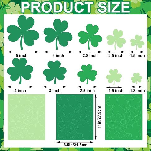 300 PCS St. Patrick's Day Shamrock Paper Cutouts Irish Clover Shape Cut Outs 2-Sided Card Stock Punch Out Shamrock Die Cuts for Kids DIY Crafts Irish Party Pre-Cut Classroom Bulletin Board Decoration in Saudi Arabia