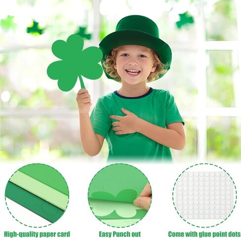 300 PCS St. Patrick's Day Shamrock Paper Cutouts Irish Clover Shape Cut Outs 2-Sided Card Stock Punch Out Shamrock Die Cuts for Kids DIY Crafts Irish Party Pre-Cut Classroom Bulletin Board Decoration in Saudi Arabia