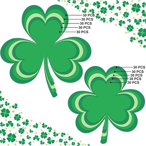300 PCS St. Patrick's Day Shamrock Paper Cutouts Irish Clover Shape Cut Outs 2-Sided Card Stock Punch Out Shamrock Die Cuts for Kids DIY Crafts Irish Party Pre-Cut Classroom Bulletin Board Decoration in Saudi Arabia