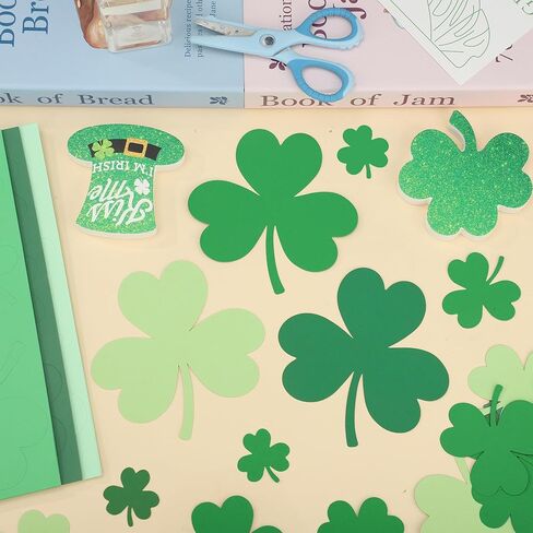 300 PCS St. Patrick's Day Shamrock Paper Cutouts Irish Clover Shape Cut Outs 2-Sided Card Stock Punch Out Shamrock Die Cuts for Kids DIY Crafts Irish Party Pre-Cut Classroom Bulletin Board Decoration in Saudi Arabia