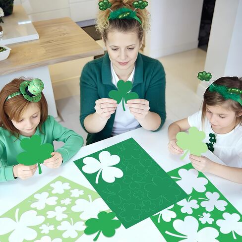 300 PCS St. Patrick's Day Shamrock Paper Cutouts Irish Clover Shape Cut Outs 2-Sided Card Stock Punch Out Shamrock Die Cuts for Kids DIY Crafts Irish Party Pre-Cut Classroom Bulletin Board Decoration in Saudi Arabia