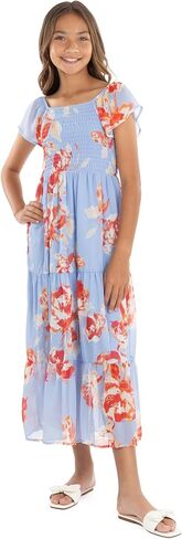 Speechless Girls' Flutter Sleeve Chiffon Maxi Tiered Dress in Saudi Arabia