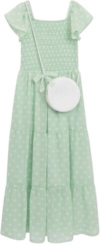 Speechless Girls' Flutter Sleeve Chiffon Maxi Tiered Dress in Saudi Arabia