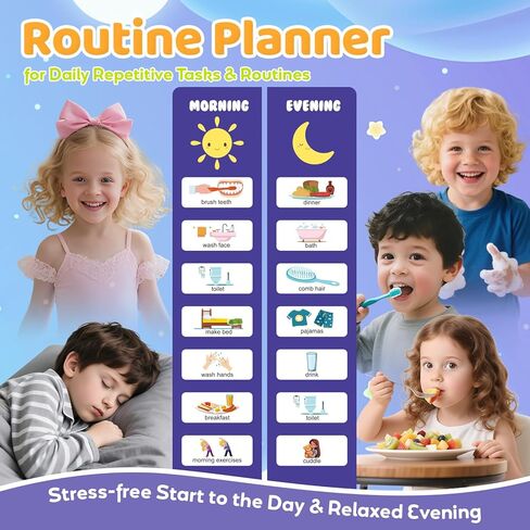 مخطط أسبوعي للأطفال - تقويم لوحة السلوك المغناطيسي مع 237 مغناطيسًا وحقيبة تخزين وسلك وقلم - الروتين اليومي ومخطط المهام - جدول مرئي للأطفال بعمر 3 سنوات فما فوق (موضوع الفضاء) in Kuwait