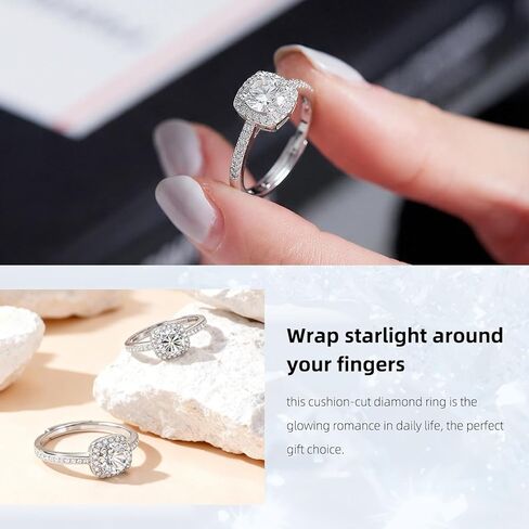 JOLINO Engagement Ring For Women,925 Sterling Silver Plated with Platinum,Adjustable Rings for Women,Silver Minimalist Open Finger Rings in Kuwait