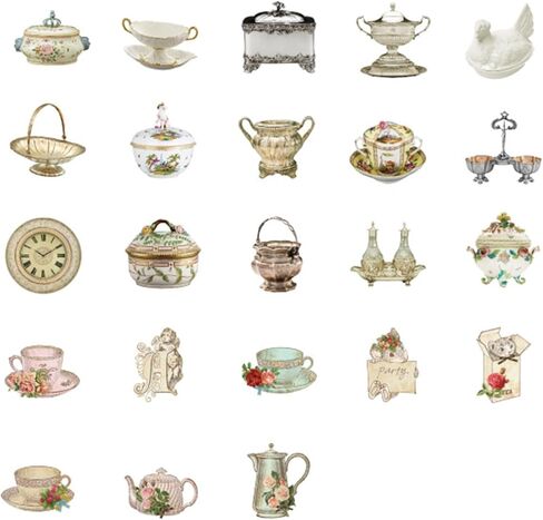 46Pcs Vintage Tea & Coffee Stickers Set-Self Decorative Labels for Journaling, Scrapbooking, Planner, DIY Crafts, Wrapping in Saudi Arabia