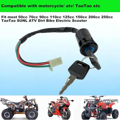 4 Wire Ignition Switch Set with Cap for 50cc 70cc 90cc 110cc 125cc 150cc 200cc 250cc Motorcycle, ATV TaoTao Sunl ATV 4 Wire 4 Pin 150cc ATV Ignition Switch in Kuwait