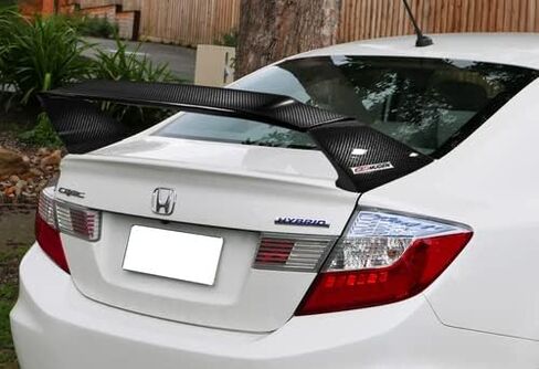 Mugen Style JDM Clear Coated Carbon Fiber Rear Trunk Lid Spoiler Wing Compatible with 2012-2015 Honda Civic 4DR Sedan, 2013 2014 in Saudi Arabia