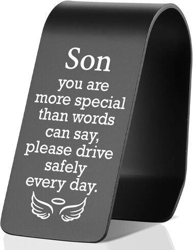 YODOCAMP Son Safe Driving Car Visor Clip, You are More Special Than Words Can Say Engraved Angel Reminder, Christian Guardian Angel Gift from Mom Dad, Religious Car Accessory TZC185 in Saudi Arabia