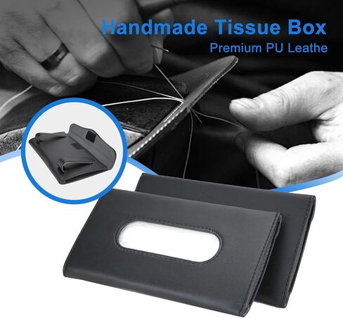 WRENYZK قطعتان من حامل مناديل السيارة، حافظة مناديل السيارة من جلد البولي يوريثان الفاخر، مشبك منشفة ورقية للتعليق، حامل صندوق مناديل مستطيل، حامل قناع السيارة للمركبة الواقية من الشمس، سهل الاستخدام (أسود) in Kuwait