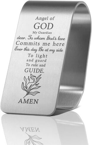 ملاك الله بلدي الجارديان قناع السيارة كليب، الوصي الملاك الصلاة مقاطع قناع الشمس للسيارات، محفورة الفولاذ المقاوم للصدأ اكسسوارات السيارات المسيحية، الهدايا الكاثوليكية الإيمان لعائلة ابنة سائق جديد in Kuwait