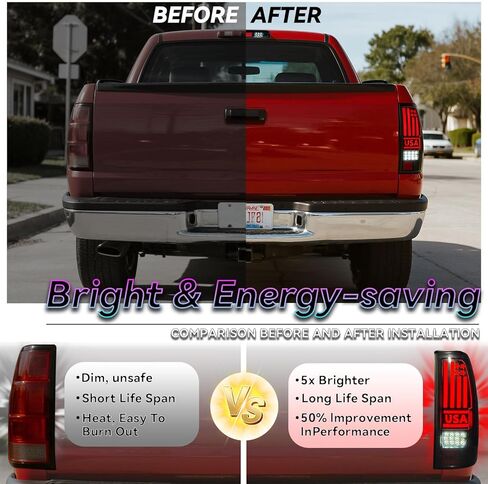 مصباح خلفي LED الكل في واحد + ضوء الفرامل الثالث لسيارة Chevy Silverado 1500 2500(1999-2002)، 1500HD 2500HD(2001-2002)، GMC Sierra 1500 2500(1999-2003)، 1500HD 2500HD(2001-2003) in Kuwait