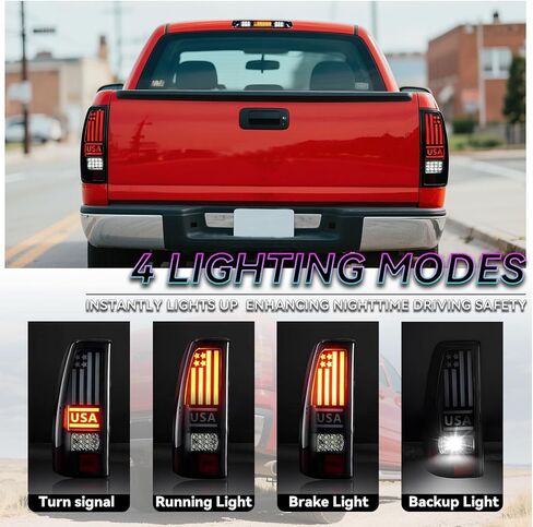 مصباح خلفي LED الكل في واحد + ضوء الفرامل الثالث لسيارة Chevy Silverado 1500 2500(1999-2002)، 1500HD 2500HD(2001-2002)، GMC Sierra 1500 2500(1999-2003)، 1500HD 2500HD(2001-2003) in Kuwait