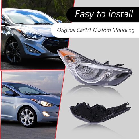 Headlights Assembly Compatible with 2011-2013 Hyundai Elantra w/Bulbs Halogen Headlamp(Left and Right Side) in Saudi Arabia