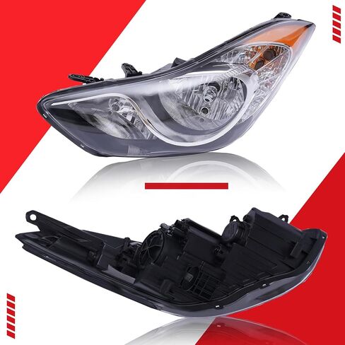 Headlights Assembly Compatible with 2011-2013 Hyundai Elantra w/Bulbs Halogen Headlamp(Left and Right Side) in Saudi Arabia