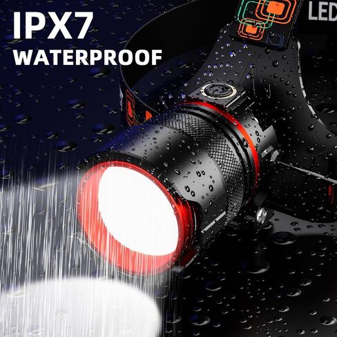 مصباح أمامي قابل لإعادة الشحن بقوة 900000 لومن عالي السطوع، مصباح رأس LED فائق السطوع مع مستشعر للحركة، 5 أوضاع، IPX7 مقاوم للماء، قابل للتعديل 90 درجة، مصباح أمامي قابل للتكبير للتخييم في الهواء الطلق وركوب الدراجات والجري in Kuwait