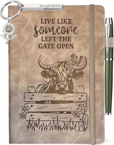 Highland Cow Gifts Women, Live Like Someone Left the Gate Open Cow Journal 200 Pages Notebook A5 Lined with Pen and Keychain, Motivational Highland Cow Gifts for Cow Lovers Birthday Christmas in Saudi Arabia
