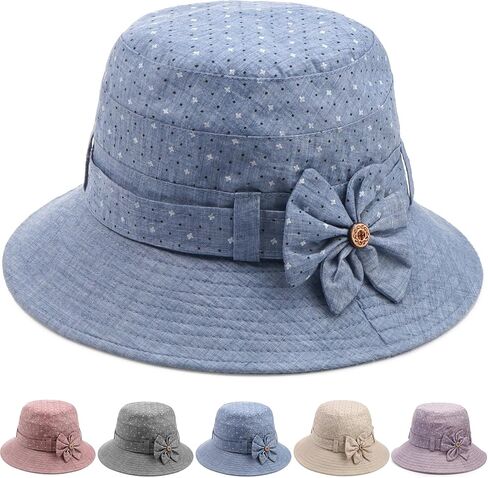 Initlove قبعة قاء زجاجي للنساء خمر دلو الزهور الرامي القبعات قابلة للطي في الهواء الطلق in Kuwait