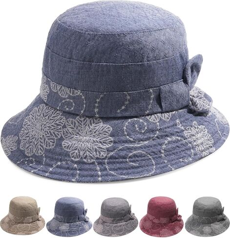 Initlove Cloche Hat for Women Vintage Bucket Floral Bowler Hats Foldable Outdoor in Saudi Arabia