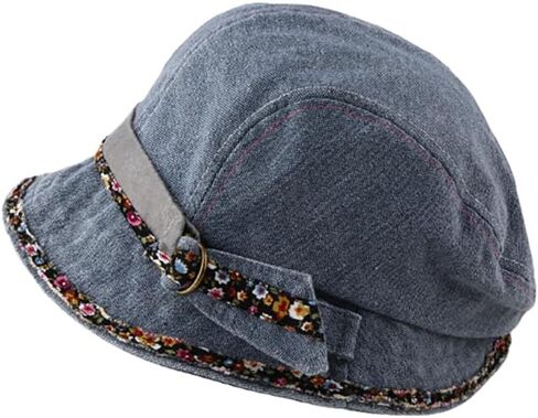 قبعة دلو نسائية من الدنيم ذات حافة قصيرة مع زخارف زهور صغيرة خفيفة الوزن وقابلة للطي ومتعددة الاستخدامات in Kuwait