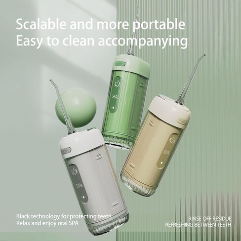 خيط تنظيف الأسنان المائي من لونا، جهاز تنظيف الفم المحمول مع 4 أوضاع، 5 أطراف تنظيف الأسنان، خزان مياه تلسكوبي 200 مل، مقاوم للماء IPX7، مزيل البلاك اللاسلكي القابل لإعادة الشحن للأسنان in Kuwait