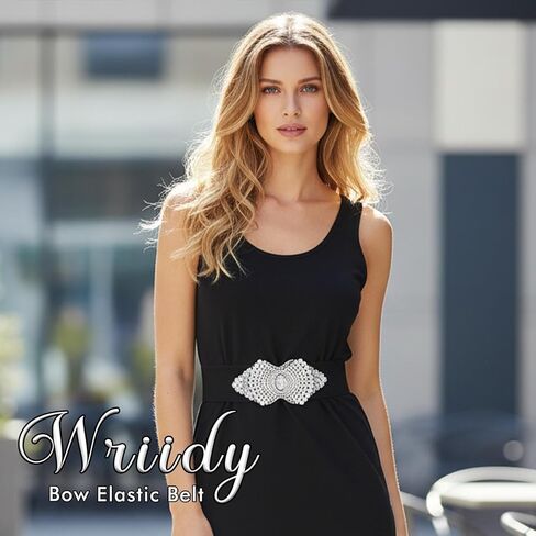 Black Stretch Belt Rhinestone Flower Wide Women Belts Crystal Fashion Waist Belt for Dress in Kuwait