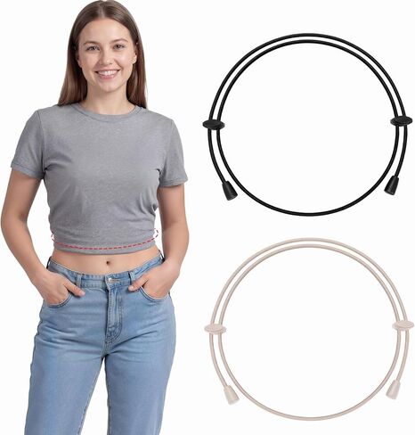 2Pcs Adjustable Top Tuck Band, No-Slip Elastic Crop Top Band for Women, Shirt & Hoodie Hack for Parties & Daily Wear in Saudi Arabia