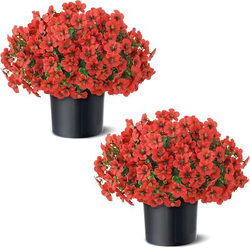 مجموعة VIERENA من مجد الصباح الاصطناعي وأشجار الأوكالبتوس الموضعية - نباتات بوعاء زهرة الحرير الصناعي، شجيرات مجد الصباح المزيفة المقاومة للأشعة فوق البنفسجية للباب الأمامي، المزرعة، ديكور الحديقة (أرجواني) in Kuwait