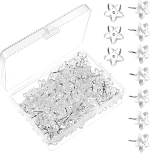 150 Pieces Star Push Pins Clear Plastic Thumb Tacks with Steel Point Decorative Star Pushpins with Plastic Box for Cork Board, Bulletin Board, Office, Home Use in Saudi Arabia
