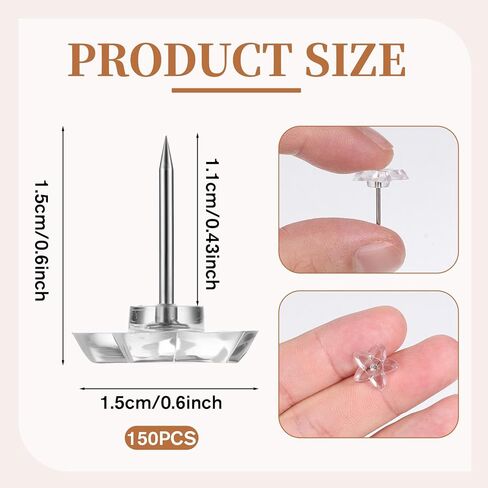 150 Pieces Star Push Pins Clear Plastic Thumb Tacks with Steel Point Decorative Star Pushpins with Plastic Box for Cork Board, Bulletin Board, Office, Home Use in Saudi Arabia