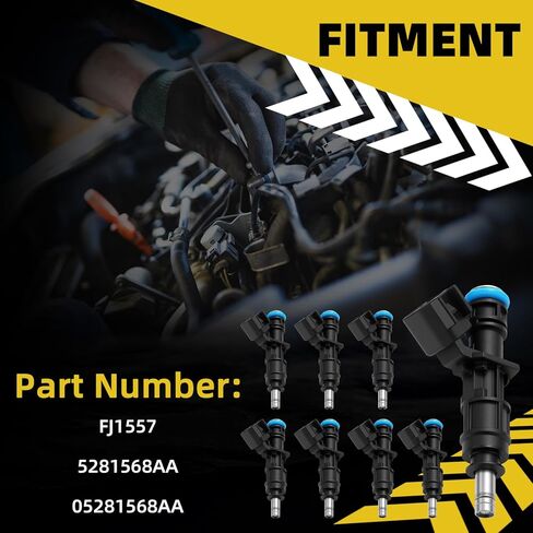 5281568AA FJ1557 Fuel Injectors Compatible with Ram1500/1500 Classic Jeep Grand Cherokee Wagoneer Dodge Challenger Charger Durango Chrysler 300 2020-2023 8Pcs in Kuwait