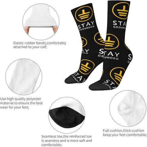 Stay Grounded - Funny Electrician Adult Polyester Crew Socks Breathable Moisture-Wicking Athletic Running Gym6 in Saudi Arabia