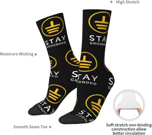 Stay Grounded - Funny Electrician Adult Polyester Crew Socks Breathable Moisture-Wicking Athletic Running Gym6 in Saudi Arabia