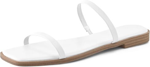 Shoe'N Tale Strappy Flat Sandals for Women Slip On Square Open Toe Slides Sandals in Saudi Arabia