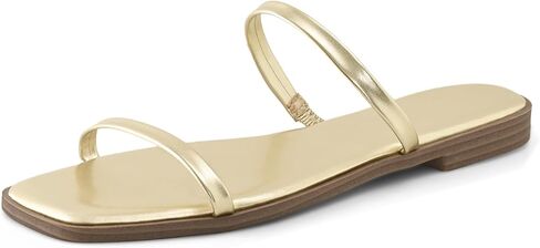 Shoe'N Tale Strappy Flat Sandals for Women Slip On Square Open Toe Slides Sandals in Saudi Arabia