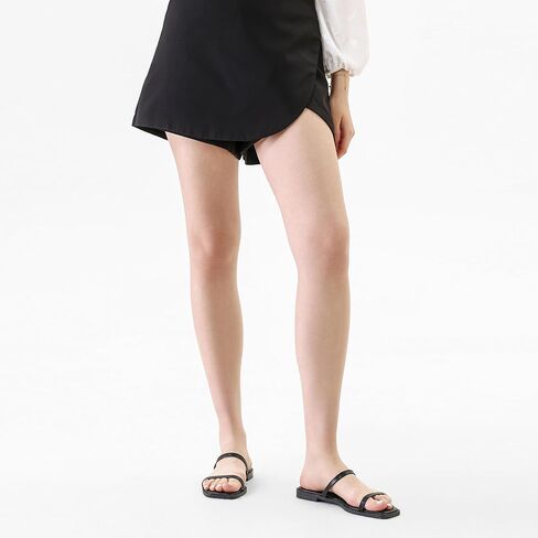 Shoe'N Tale Strappy Flat Sandals for Women Slip On Square Open Toe Slides Sandals in Saudi Arabia