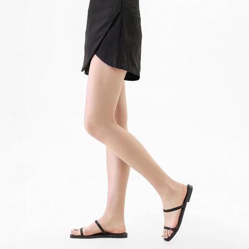 Shoe'N Tale Strappy Flat Sandals for Women Slip On Square Open Toe Slides Sandals in Saudi Arabia