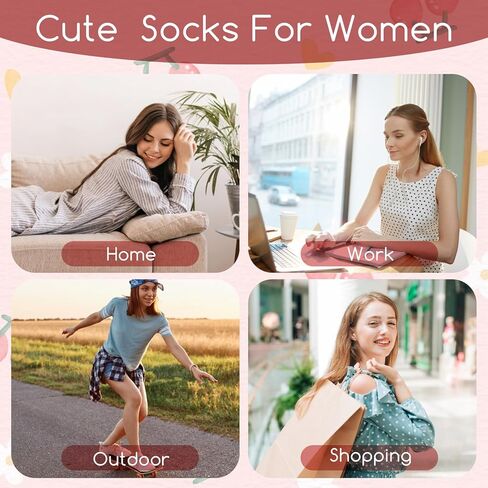 4 Pairs Cherry Socks, Cute Ankle Crew Socks Cotton Ruffle Frilly Trim Thin Breathable Casual Athletic Novelty Socks for Women Girls in Saudi Arabia