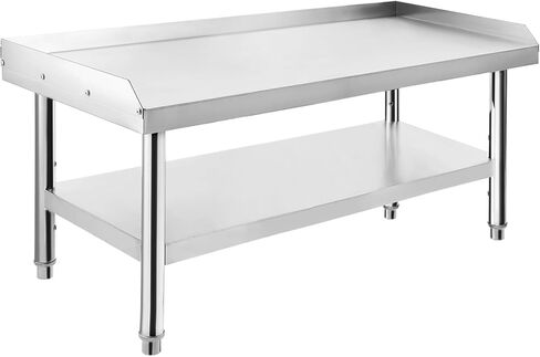 ExploreHorizon Stainless Steel 36x30x24 Inch Equipment Grill Stand Table, 660 Lbs Top & Bottom Shelf, Adjustable Legs, 2" Edge Baffle, for Hotel, Home, Commercial Restaurant Kitchen in Saudi Arabia