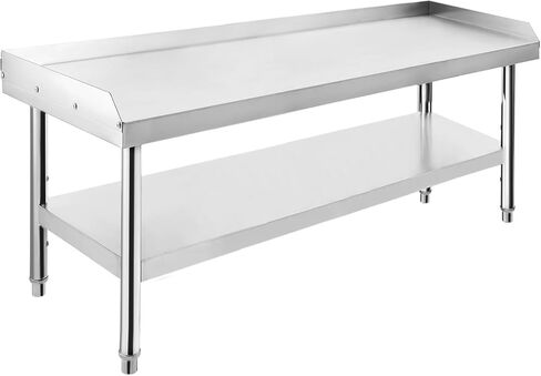 ExploreHorizon Stainless Steel 36x30x24 Inch Equipment Grill Stand Table, 660 Lbs Top & Bottom Shelf, Adjustable Legs, 2" Edge Baffle, for Hotel, Home, Commercial Restaurant Kitchen in Saudi Arabia