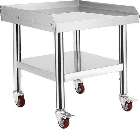 ExploreHorizon Stainless Steel 36x30x24 Inch Equipment Grill Stand Table, 660 Lbs Top & Bottom Shelf, Adjustable Legs, 2" Edge Baffle, for Hotel, Home, Commercial Restaurant Kitchen in Saudi Arabia