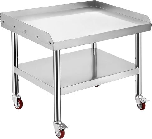 ExploreHorizon Stainless Steel 36x30x24 Inch Equipment Grill Stand Table, 660 Lbs Top & Bottom Shelf, Adjustable Legs, 2" Edge Baffle, for Hotel, Home, Commercial Restaurant Kitchen in Saudi Arabia