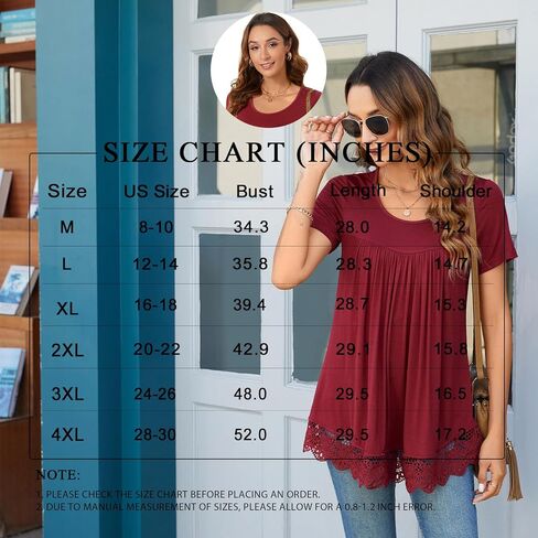 Netsmile Women's Tunic Tops 2026 Short Sleeve T-Shirts Summer Casual Hide Belly Elastic Shirt with Lace Hem in Saudi Arabia
