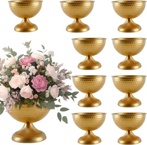 Gold Vases for Wedding Centerpieces, Set of 10 Metal Vase Small Table Centerpiece Flower Stands Wedding Arrangement for Weddings Reception Home Floral Decor Anniversary in Kuwait