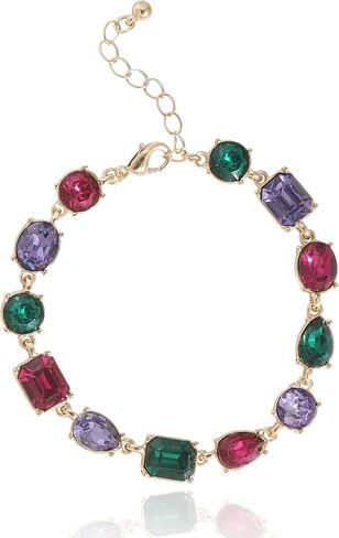 BCBGeneration Multicolored Crystal Bracelet for Women 7"+2", Gold-Tone Sparkly Bracelet, Mother's Day Gifts for Her in Saudi Arabia