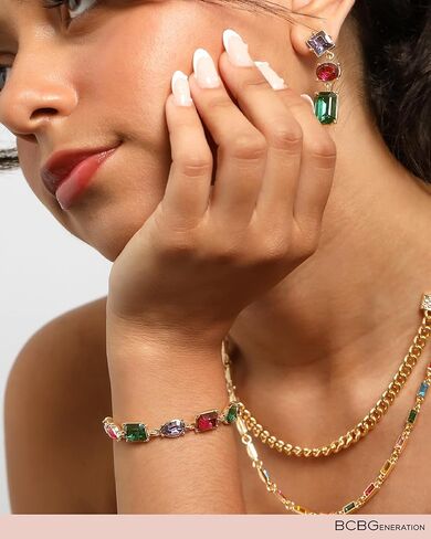 BCBGeneration Multicolored Crystal Bracelet for Women 7"+2", Gold-Tone Sparkly Bracelet, Mother's Day Gifts for Her in Saudi Arabia