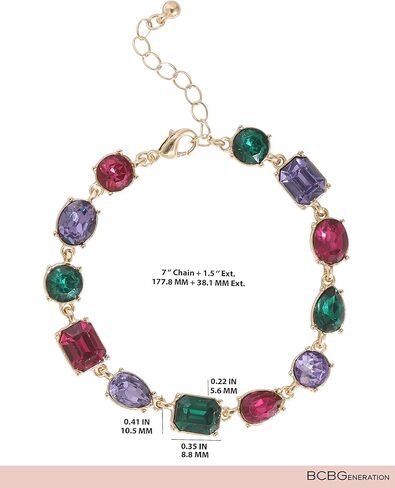 BCBGeneration Multicolored Crystal Bracelet for Women 7"+2", Gold-Tone Sparkly Bracelet, Mother's Day Gifts for Her in Saudi Arabia