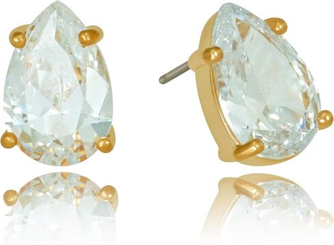 LIFETIME JEWELRY 9mm Cubic Zirconia Teardrop Stud Earrings 24k Real Gold Plated in Saudi Arabia