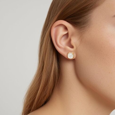 Hip Hop Rapper Moissanite Stud Earrings for Men - 925 Sterling Silver 8mm Fully Iced Out Micro Paved, Chunky Cylindrical Screw Back Earrings for Men Women (Diamond Look) in Saudi Arabia