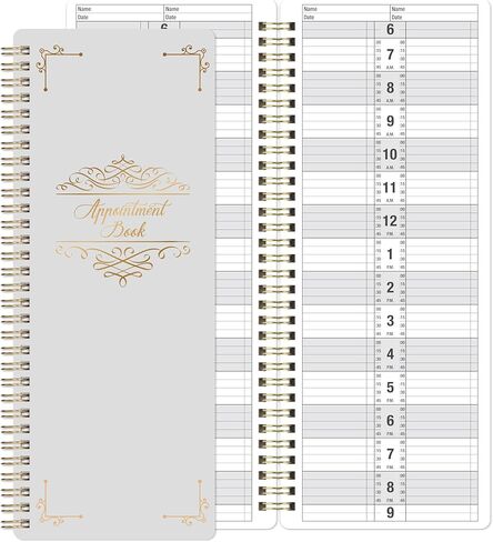 Appointment Book – Undated Salon Appointment Book, 2 Column, 11.5" x 4.7", Daily/HourlyPlanner with 200 Pages, 6 AM - 9 PM, 15 Minute Intervals Day Planner, Twin-Wire Binding, Hardcover - Gray in Saudi Arabia
